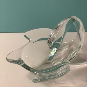 VANNES CRYSTAL SWAN DISH, Art Glass France, Crystal Candy Dish